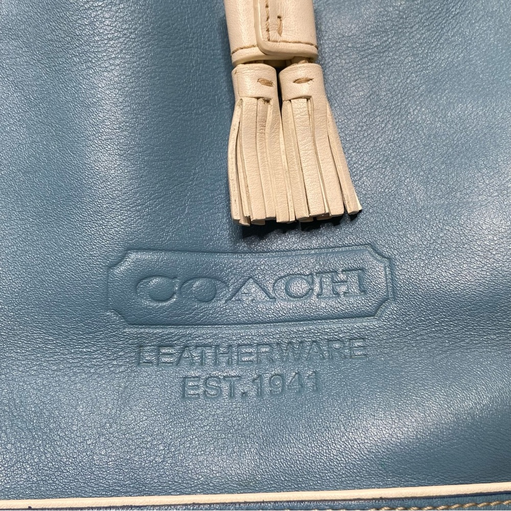 Coach 2003 Blue and White Leather Bucket Shoulder Bag - Picture 10 of 15